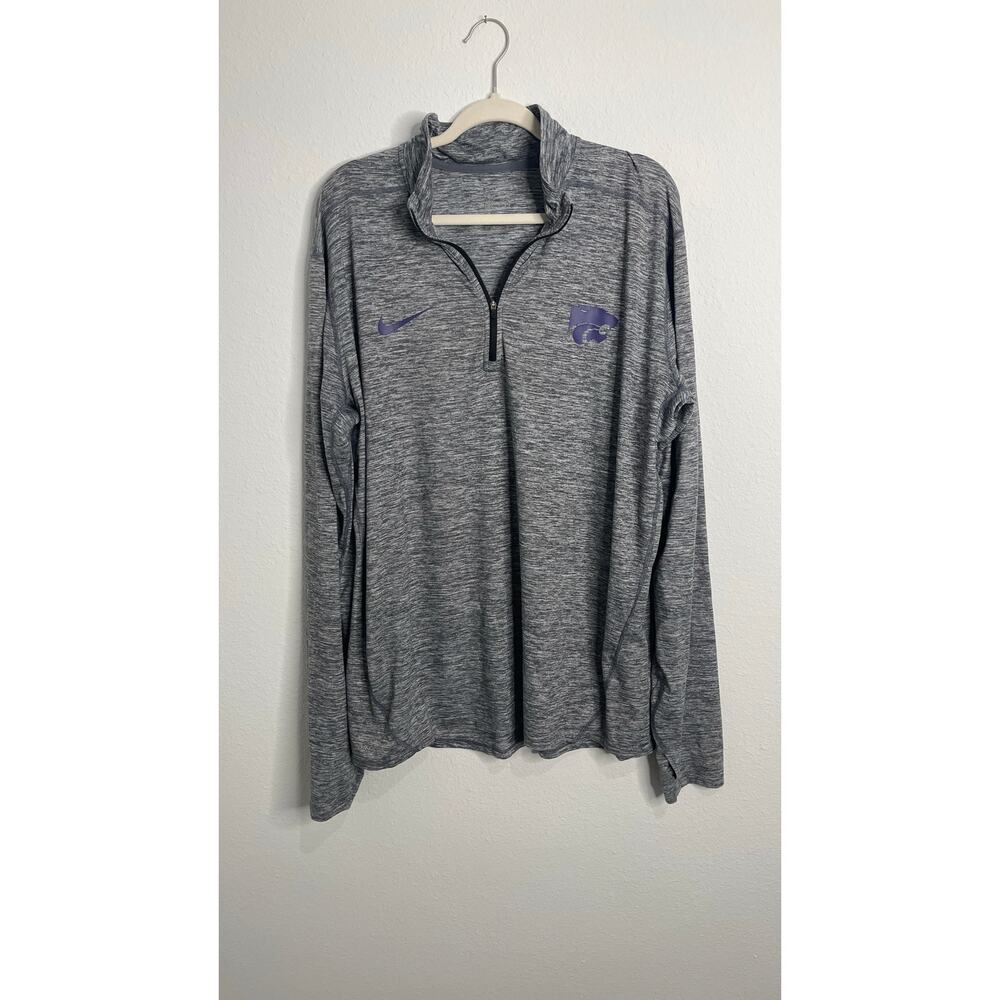 Nike Dri-FIT Kansas State Wildcats Quarter Zip Pullover Gray Men’s Large